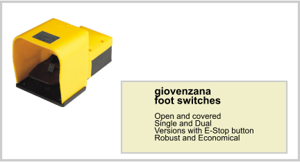 giovenzana  foot switches  Open and covered Single and Dual Versions with E-Stop button Robust and Economical